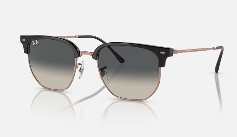 Ray Ban New Clubmaster Sunglasses Dark Grey on Rose Gold with Grey Gradient Lenses