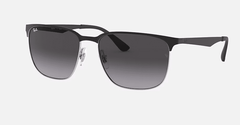 Ray Ban RB3569 Sunglasses Polished Black on Silver with Grey Gradient Lenses