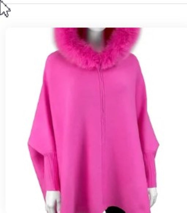 Mitchie's Matchings Women's Zip Up Hoodie with Fox Fur Trim