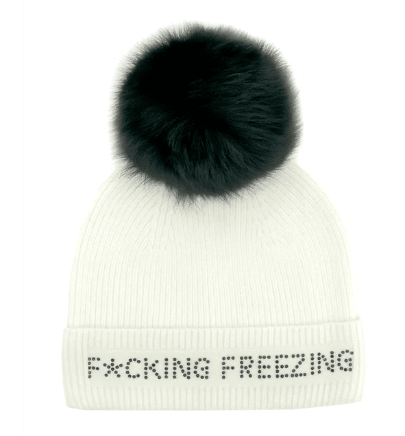 Mitchie's Women's "F*CKING FREEZING" Kit Hat with Fox Pom