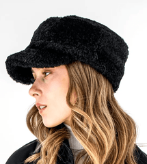 Mitchie's Women's Adjustable Curly Lamb Driving Cap with Fleece Lining