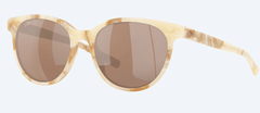 Costa Del Mar Women's Isla Sunglasses - Shiny Seashell with Copper Silver Mirror Polarized Glass Lens