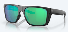 Costa Del Mar Men's Lido Sunglasses - Matte Black with Green Mirror Polarized Glass Lens