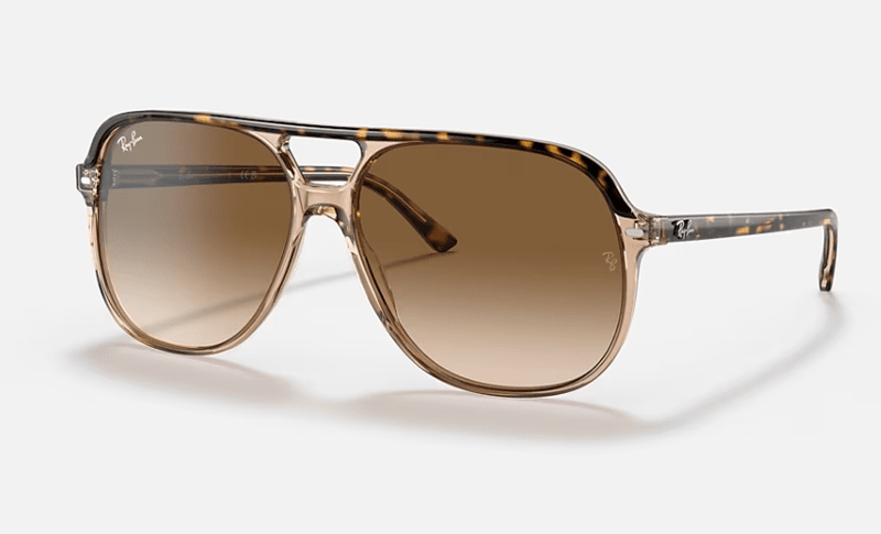 Ray Ban Bill Sunglasses Polished Havana on Transparent Brown with Brown Gradient Lenses