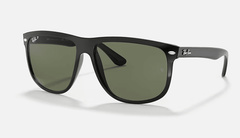 Ray Ban Boyfriend Sunglasses Black with Dark Green Polarized Lenses