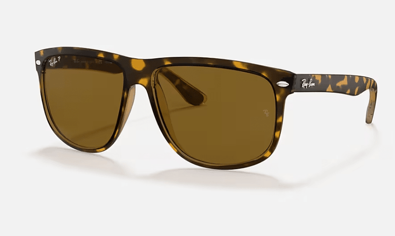 Ray Ban Boyfriend Sunglasses Polished Light Havana with Brown Polarized Lenses