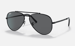 Ray Ban New Aviator Sunglasses Polished Black with Dark Grey Lenses