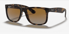 Ray Ban Justin Sunglasses Rubber Havana with Grey Gradient/Brown Lenses