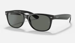 Ray Ban New Wayfarer Sunglasses Rubber Black with G15 Green Lenses