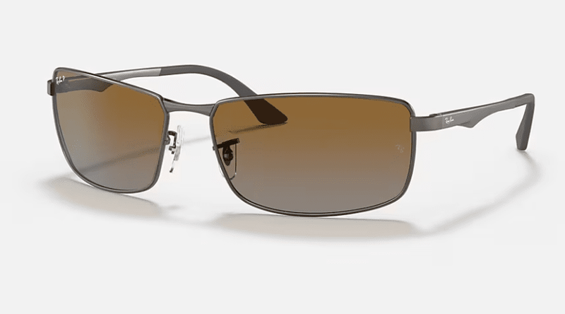 Ray Ban RB3498 Sunglasses Matte Gunmetal with Grey Gradient Brown Lenses