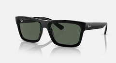 Ray Ban Warren Sunglasses Polished Black with Dark Green Lenses