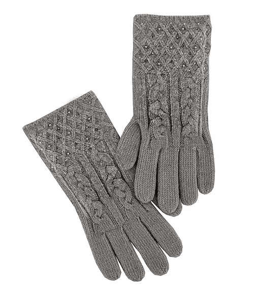 Mitchie's Matchings Women's Cable Knit Sparkle Gloves with Crystals