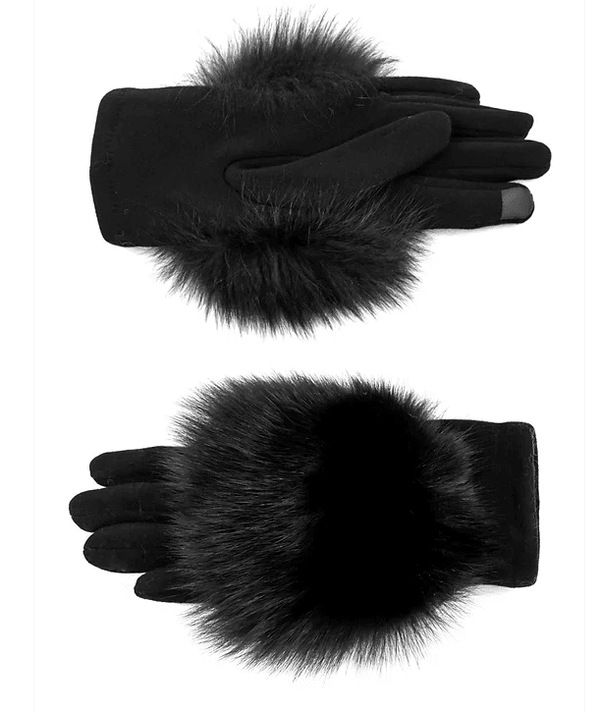 Mitchie's Matchings Women's Woven Gloves with Fox Fur Trim