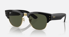 Ray Ban Mega Clubmaster Sunglasses Polished Black on Gold with Green Lenses