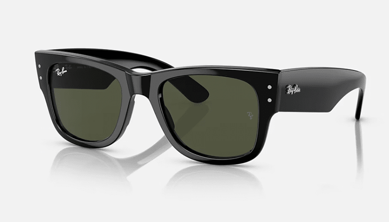 Ray Ban Mega Wayfarer Sunglasses Black with Green Lens