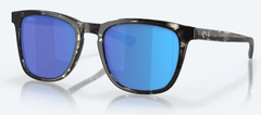 Costa Del Mar Men's Sullivan Sunglasses - Shiny Black Kelp with Blue Mirror Polarized Glass Lens