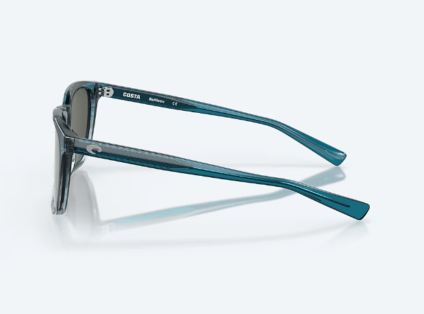 Costa Del Mar Men's Sullivan Sunglasses - Shiny Deep Teal Fade with Gray Silver Mirror Polarized Glass Lens