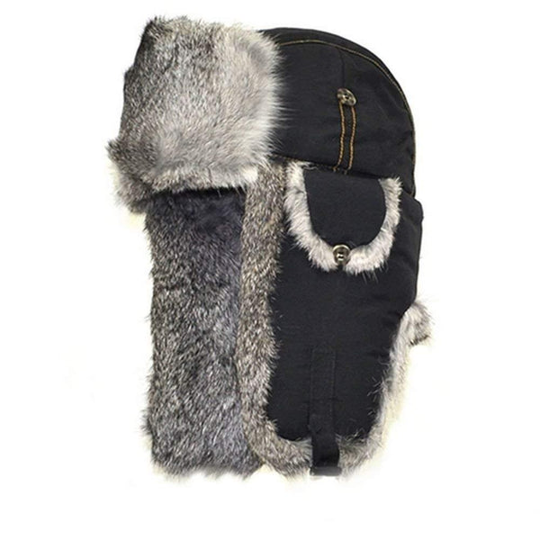 Mad Bomber Black Supplex Bomber with Grey Fur